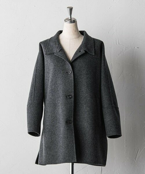 la.f...(大きいサイズ) / ラ・エフ(おおきいサイズ) ダッフルコート | 【大きいサイズ】<極>”軽さと贅沢なぬくもり”スタンドカラーリバーコート | 詳細24