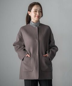 la.f...(大きいサイズ) / ラ・エフ(おおきいサイズ) ダッフルコート | 【大きいサイズ】<極>”軽さと贅沢なぬくもり”ノーカラーリバーコート