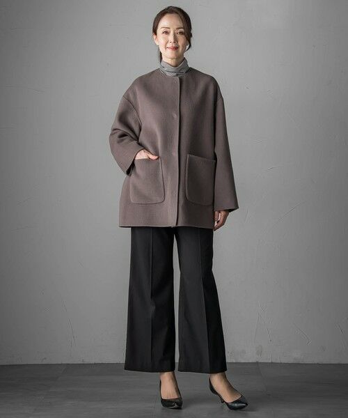 la.f...(大きいサイズ) / ラ・エフ(おおきいサイズ) ダッフルコート | 【大きいサイズ】<極>”軽さと贅沢なぬくもり”ノーカラーリバーコート | 詳細5