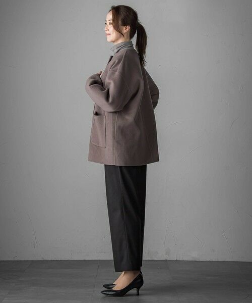 la.f...(大きいサイズ) / ラ・エフ(おおきいサイズ) ダッフルコート | 【大きいサイズ】<極>”軽さと贅沢なぬくもり”ノーカラーリバーコート | 詳細6