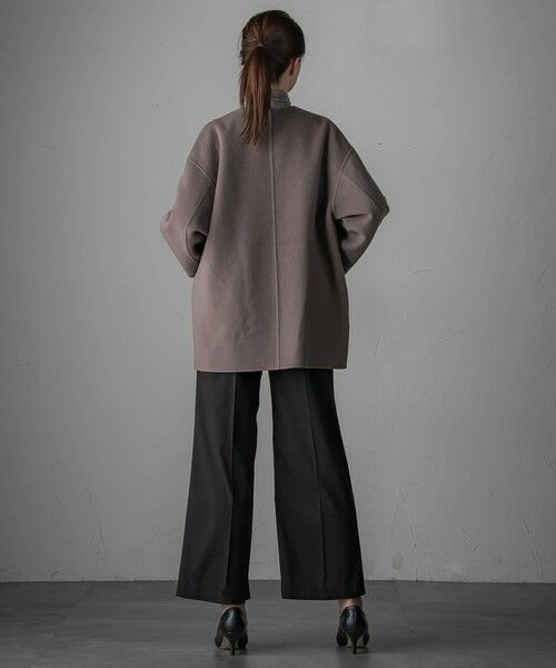 la.f...(大きいサイズ) / ラ・エフ(おおきいサイズ) ダッフルコート | 【大きいサイズ】<極>”軽さと贅沢なぬくもり”ノーカラーリバーコート | 詳細7