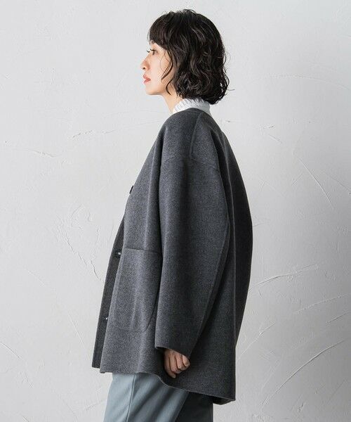 la.f...(大きいサイズ) / ラ・エフ(おおきいサイズ) ダッフルコート | 【大きいサイズ】<極>”軽さと贅沢なぬくもり”ノーカラーリバーコート | 詳細19