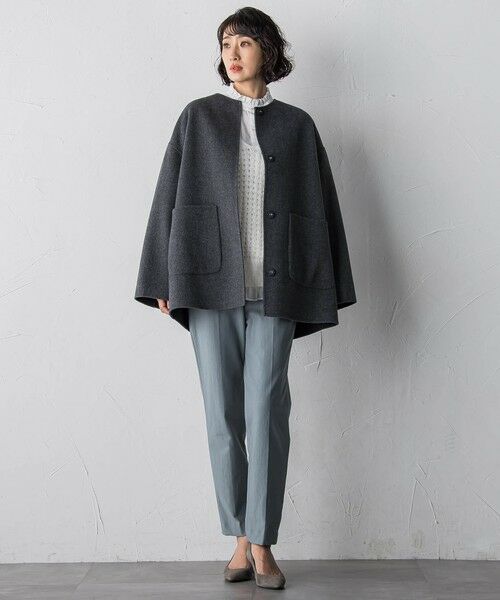 la.f...(大きいサイズ) / ラ・エフ(おおきいサイズ) ダッフルコート | 【大きいサイズ】<極>”軽さと贅沢なぬくもり”ノーカラーリバーコート | 詳細21