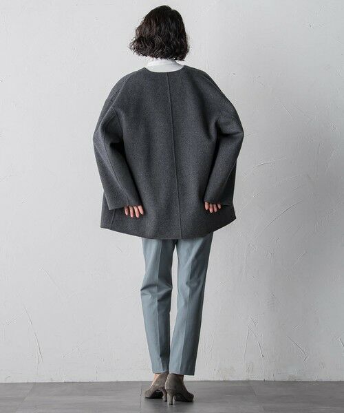 la.f...(大きいサイズ) / ラ・エフ(おおきいサイズ) ダッフルコート | 【大きいサイズ】<極>”軽さと贅沢なぬくもり”ノーカラーリバーコート | 詳細23