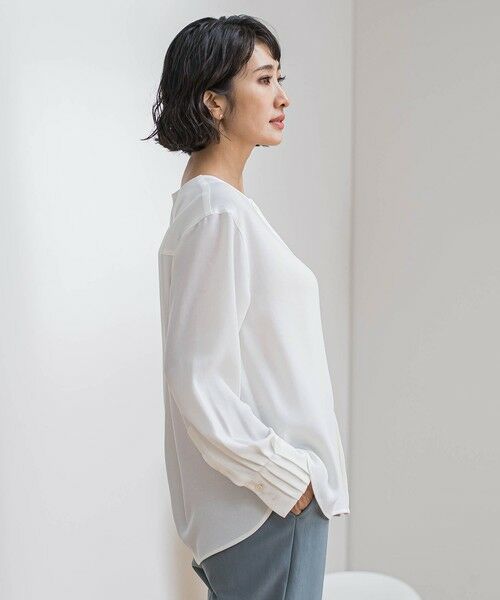 la.f...(大きいサイズ) / ラ・エフ(おおきいサイズ) シャツ・ブラウス | 【大きいサイズ】メランジツイルノーカラーブラウス | 詳細2