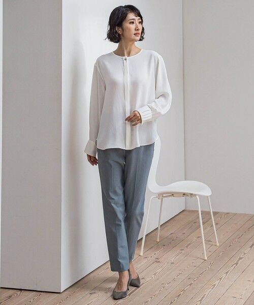 la.f...(大きいサイズ) / ラ・エフ(おおきいサイズ) シャツ・ブラウス | 【大きいサイズ】メランジツイルノーカラーブラウス | 詳細4