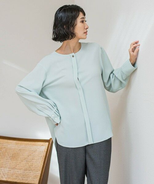 la.f...(大きいサイズ) / ラ・エフ(おおきいサイズ) シャツ・ブラウス | 【大きいサイズ】メランジツイルノーカラーブラウス | 詳細12