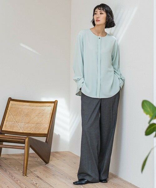 la.f...(大きいサイズ) / ラ・エフ(おおきいサイズ) シャツ・ブラウス | 【大きいサイズ】メランジツイルノーカラーブラウス | 詳細16