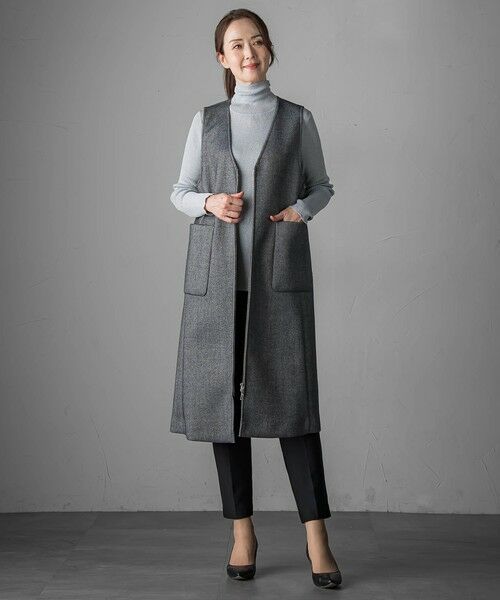 la.f...(大きいサイズ) / ラ・エフ(おおきいサイズ) ロング・マキシ丈ワンピース | 【大きいサイズ】ウールツイードボンディングジャンスカ | 詳細10