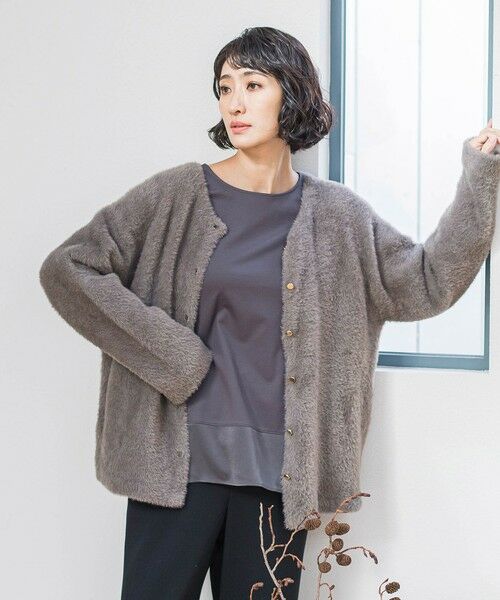 la.f...(大きいサイズ) / ラ・エフ(おおきいサイズ) ニット・セーター | 【大きいサイズ】フェザーヤーンニットカーディガン | 詳細16