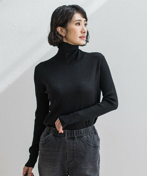 la.f...(大きいサイズ) / ラ・エフ(おおきいサイズ) ニット・セーター | 【大きいサイズ】ラメリブタートルニット | 詳細13