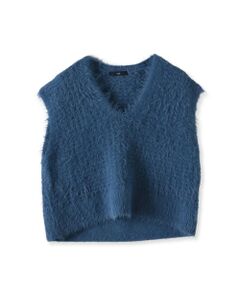 la.f...(大きいサイズ) / ラ・エフ(おおきいサイズ) ニット・セーター | 【大きいサイズ】透かしフェザーニットジレ