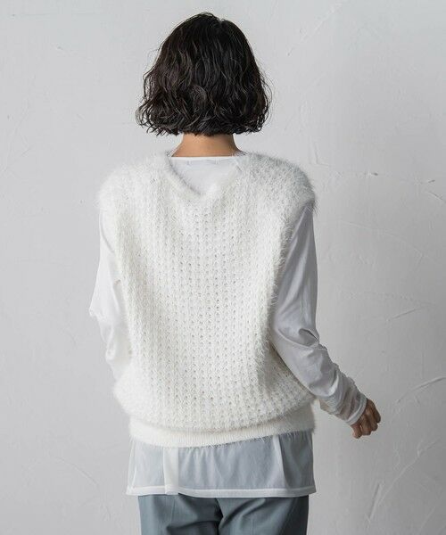 la.f...(大きいサイズ) / ラ・エフ(おおきいサイズ) ニット・セーター | 【大きいサイズ】透かしフェザーニットジレ | 詳細3