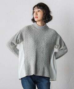 【大きいサイズ】ハミルトンケーブル切り替えニット