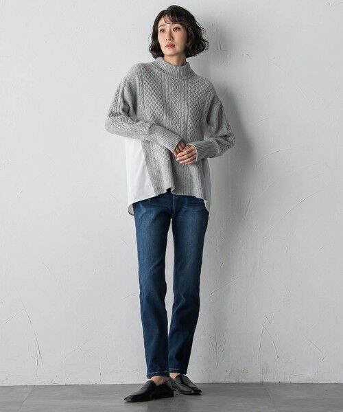 la.f...(大きいサイズ) / ラ・エフ(おおきいサイズ) ニット・セーター | 【大きいサイズ】ハミルトンケーブル切り替えニット | 詳細15