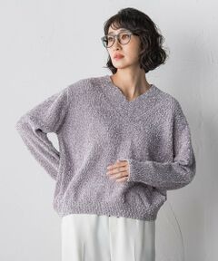 la.f...(大きいサイズ) / ラ・エフ(おおきいサイズ) ニット・セーター | 【大きいサイズ】ツヤモールVネックニット