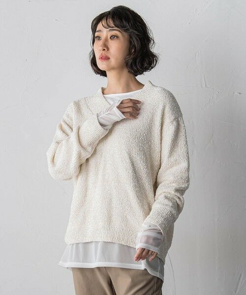 la.f...(大きいサイズ) / ラ・エフ(おおきいサイズ) ニット・セーター | 【大きいサイズ】ツヤモールVネックニット | 詳細1