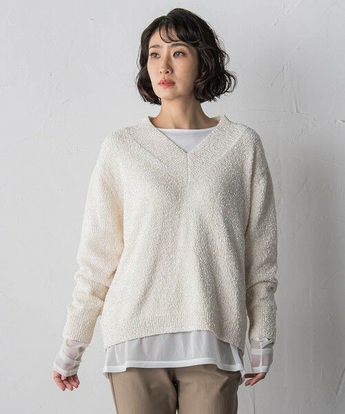 la.f...(大きいサイズ) / ラ・エフ(おおきいサイズ) ニット・セーター | 【大きいサイズ】ツヤモールVネックニット | 詳細4