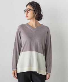 la.f...(大きいサイズ) / ラ・エフ(おおきいサイズ) ニット・セーター | 【大きいサイズ】ファインウールVネックニット