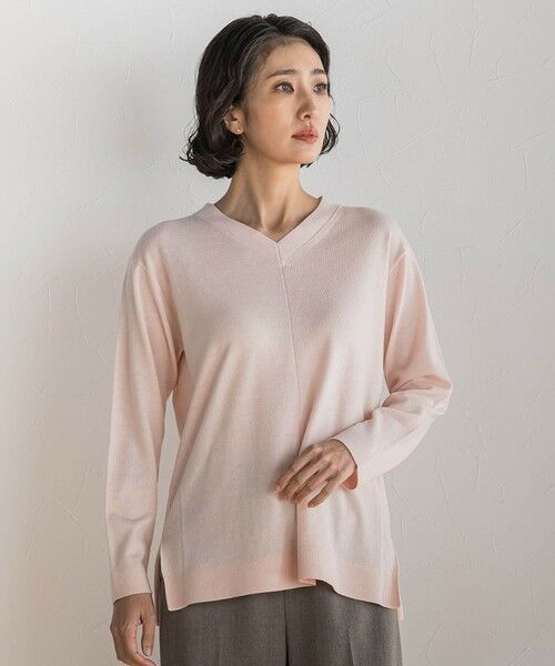 la.f...(大きいサイズ) / ラ・エフ(おおきいサイズ) ニット・セーター | 【大きいサイズ】ファインウールVネックニット | 詳細1