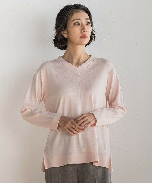 la.f...(大きいサイズ) / ラ・エフ(おおきいサイズ) ニット・セーター | 【大きいサイズ】ファインウールVネックニット | 詳細4