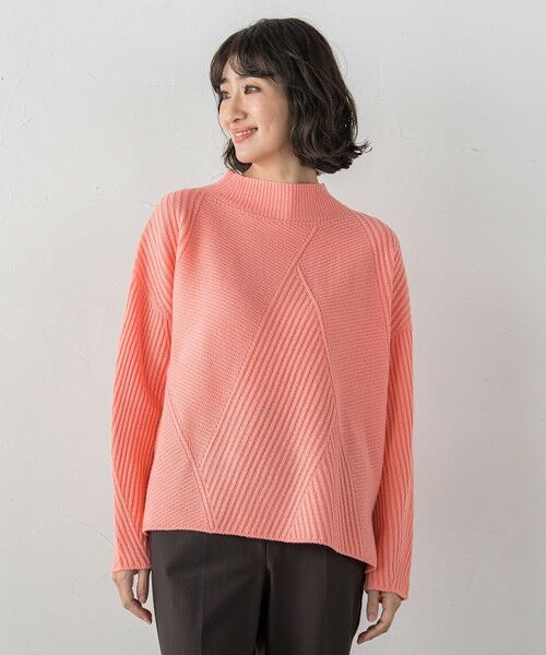 la.f...(大きいサイズ) / ラ・エフ(おおきいサイズ) ニット・セーター | 【大きいサイズ】ヘリンボーンニット（ピンク）