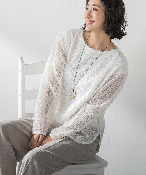 la.f...(大きいサイズ) / ラ・エフ(おおきいサイズ) カットソー | 【大きいサイズ】フェザートップス（ホワイト）