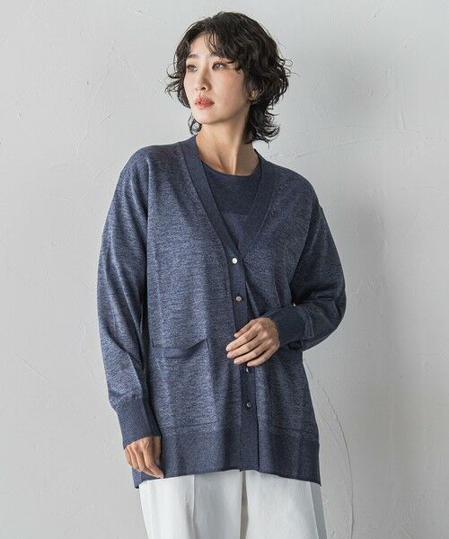 la.f...(大きいサイズ) / ラ・エフ(おおきいサイズ) カーディガン・ボレロ | 【大きいサイズ】ギャラクシーニットカーディガン（ネイビー）