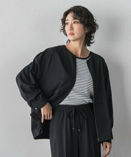 la.f...(大きいサイズ) / ラ・エフ(おおきいサイズ) テーラードジャケット | 【大きいサイズ/選べるSETUP】SUZUSALAジップブルゾン | 詳細1