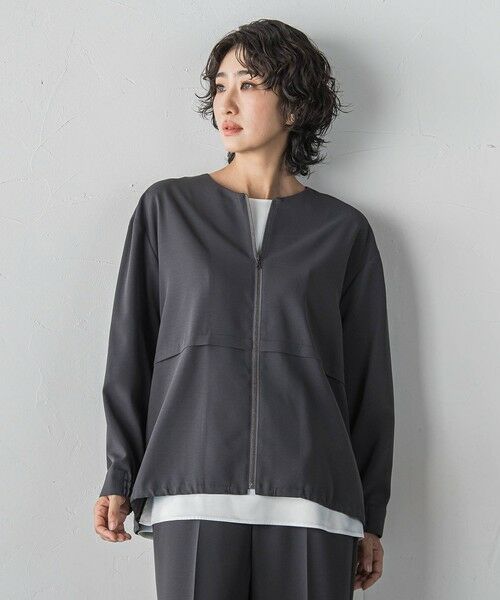 la.f...(大きいサイズ) / ラ・エフ(おおきいサイズ) テーラードジャケット | 【大きいサイズ/選べるSETUP】SUZUSALAジップブルゾン | 詳細15