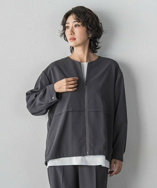 la.f...(大きいサイズ) / ラ・エフ(おおきいサイズ) テーラードジャケット | 【大きいサイズ/選べるSETUP】SUZUSALAジップブルゾン | 詳細16
