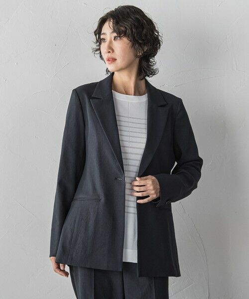 la.f...(大きいサイズ) / ラ・エフ(おおきいサイズ) テーラードジャケット | 【大きいサイズ】シェルタリングドライオックスジャケット（ブラック）