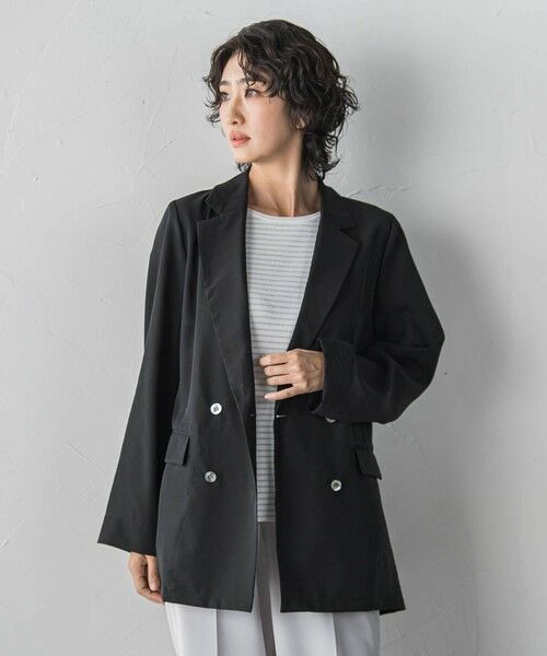 la.f...(大きいサイズ) / ラ・エフ(おおきいサイズ) テーラードジャケット | 【大きいサイズ】シアータンブラージャケット（ブラック）