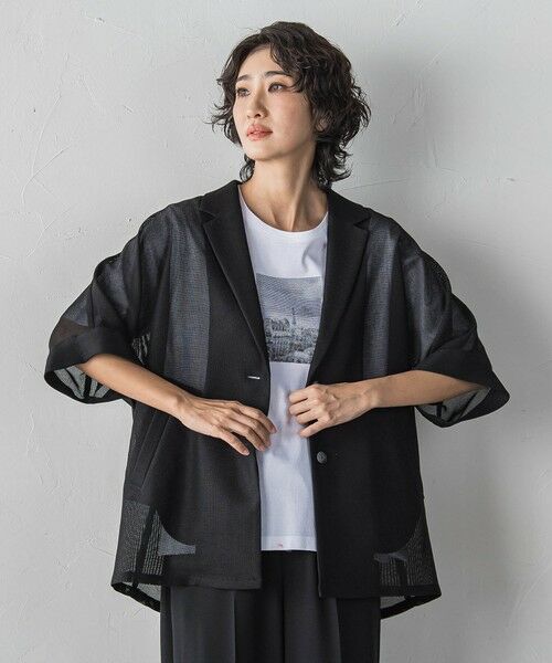 la.f...(大きいサイズ) / ラ・エフ(おおきいサイズ) テーラードジャケット | 【大きいサイズ】シャンブレーメッシュジャケット | 詳細8