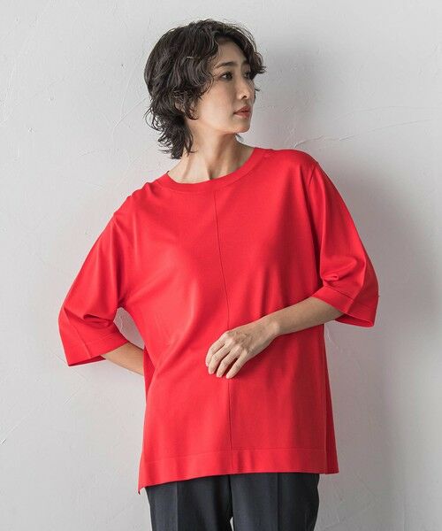 la.f...(大きいサイズ) / ラ・エフ(おおきいサイズ) ニット・セーター | 【大きいサイズ/新色追加】Tシャツニット（レッド）