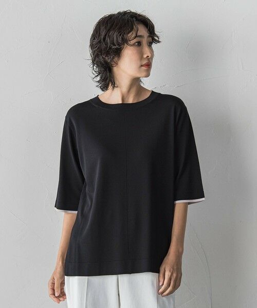 la.f...(大きいサイズ) / ラ・エフ(おおきいサイズ) ニット・セーター | 【大きいサイズ】Tシャツニット（ブラック）