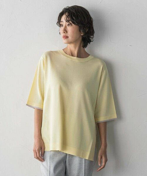 la.f...(大きいサイズ) / ラ・エフ(おおきいサイズ) ニット・セーター | 【大きいサイズ】Tシャツニット（イエロー）