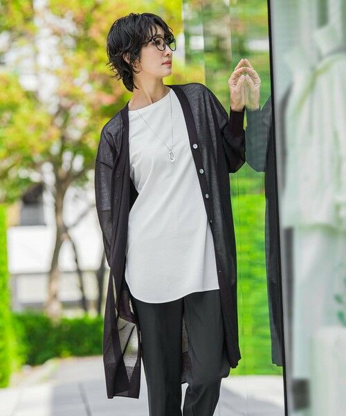 la.f...(大きいサイズ) / ラ・エフ(おおきいサイズ) カーディガン・ボレロ | 【大きいサイズ】シアーシャイニーニットカーデ | 詳細2