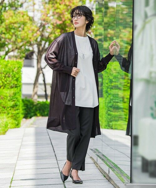 la.f...(大きいサイズ) / ラ・エフ(おおきいサイズ) カーディガン・ボレロ | 【大きいサイズ】シアーシャイニーニットカーデ | 詳細5