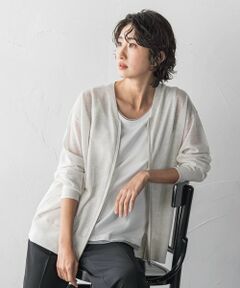 la.f...(大きいサイズ) / ラ・エフ(おおきいサイズ) カーディガン・ボレロ | 【大きいサイズ】シアーシャイニーニットブルゾン