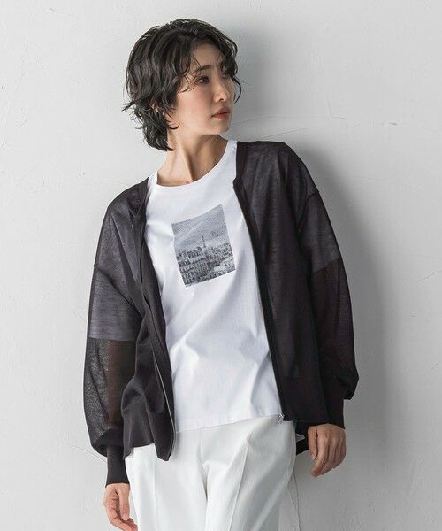 la.f...(大きいサイズ) / ラ・エフ(おおきいサイズ) カーディガン・ボレロ | 【大きいサイズ】シアーシャイニーニットブルゾン | 詳細4