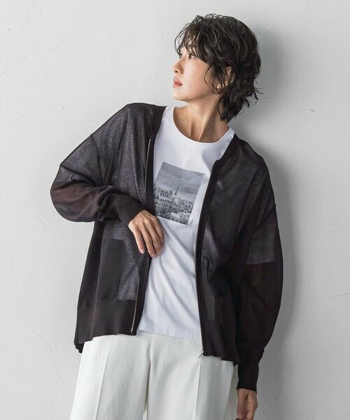 la.f...(大きいサイズ) / ラ・エフ(おおきいサイズ) カーディガン・ボレロ | 【大きいサイズ】シアーシャイニーニットブルゾン | 詳細5