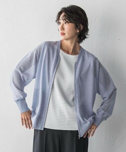 la.f...(大きいサイズ) / ラ・エフ(おおきいサイズ) カーディガン・ボレロ | 【大きいサイズ】シアーシャイニーニットブルゾン | 詳細19