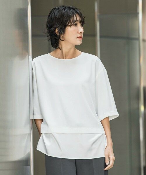 la.f...(大きいサイズ) / ラ・エフ(おおきいサイズ) シャツ・ブラウス | 【大きいサイズ/選べるSETUP】SUZUSALA裾切り替えブラウス（ホワイト）