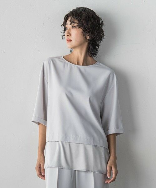 la.f...(大きいサイズ) / ラ・エフ(おおきいサイズ) シャツ・ブラウス | 【大きいサイズ/選べるSETUP】SUZUSALA裾切り替えブラウス（ライトグレー）