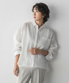 la.f...(大きいサイズ) / ラ・エフ(おおきいサイズ) シャツ・ブラウス | 【大きいサイズ】シアーサッカーストライプシャツ