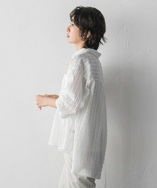 la.f...(大きいサイズ) / ラ・エフ(おおきいサイズ) シャツ・ブラウス | 【大きいサイズ】シアーサッカーストライプシャツ | 詳細3