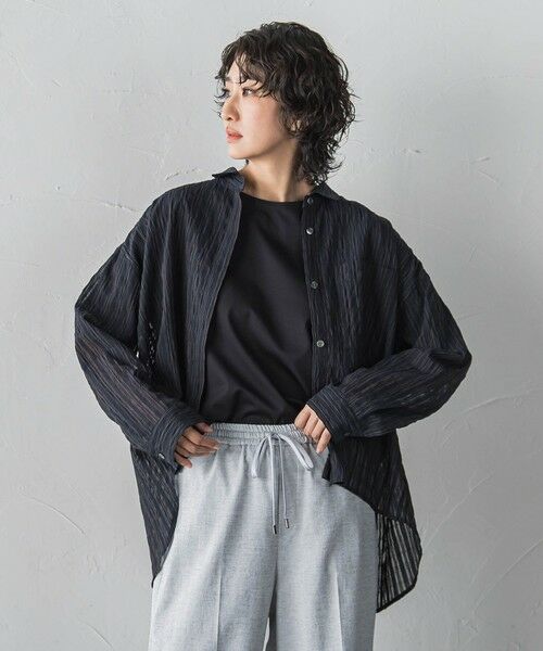 la.f...(大きいサイズ) / ラ・エフ(おおきいサイズ) シャツ・ブラウス | 【大きいサイズ】シアーサッカーストライプシャツ | 詳細9