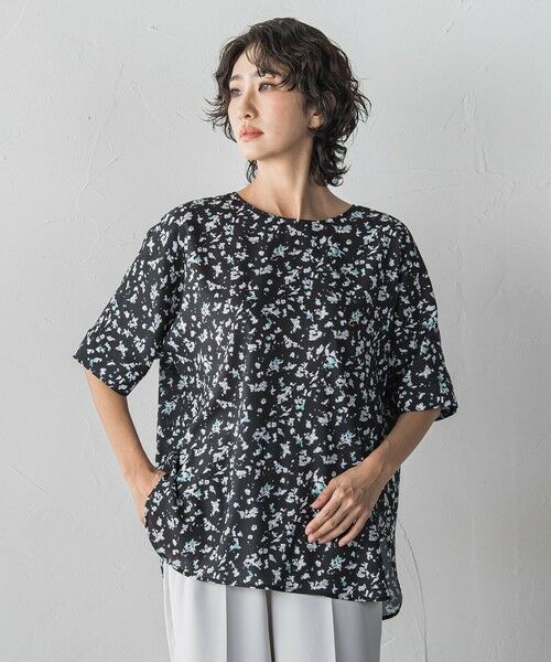 la.f...(大きいサイズ) / ラ・エフ(おおきいサイズ) シャツ・ブラウス | 【大きいサイズ】幾何柄ブラウス（ダークグレー）