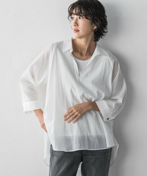 la.f...(大きいサイズ) / ラ・エフ(おおきいサイズ) シャツ・ブラウス | 【大きいサイズ】リライムライトローンスキッパーシャツ（ホワイト）